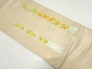 アンティーク　切りばめ　短冊に花唐草模様刺繍袋帯（材料）